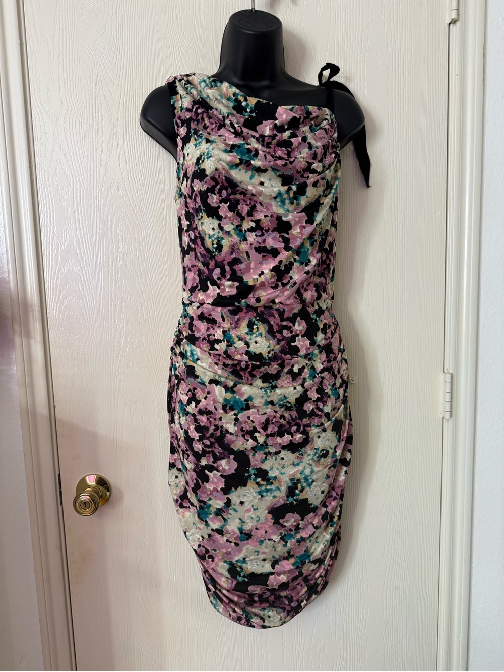Jessica Simpson Pink Floral One-Shoulder Ruched Dress